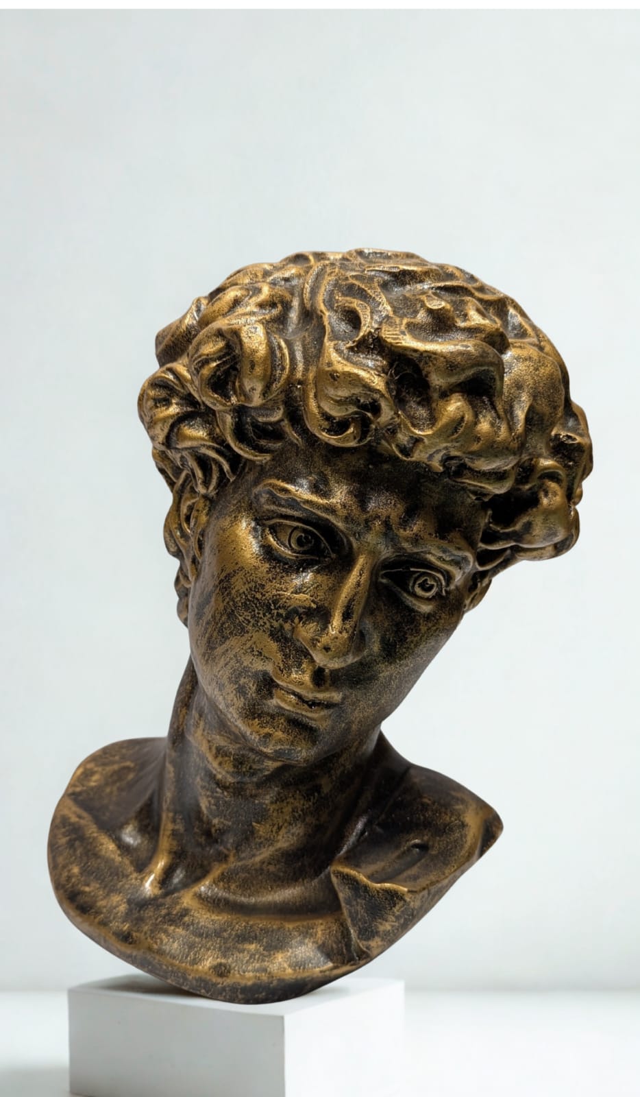 David Bust Sculpture – Michelangelo Statue Replica, Resin Classical Art, Renaissance Decor, Antique Finish Figurine